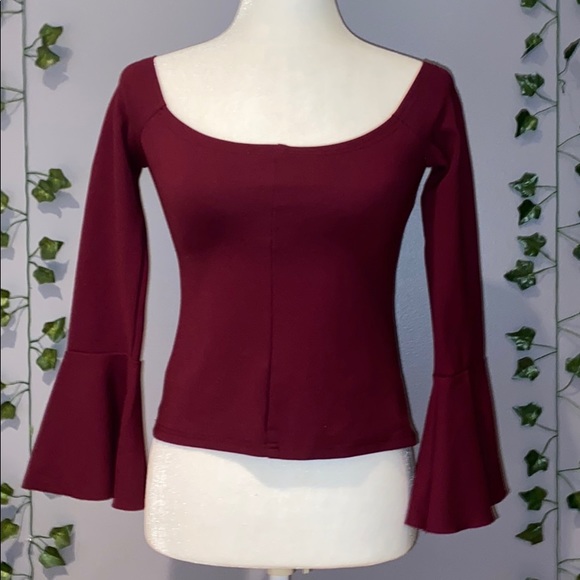 Nordstrom Tops - Women’s Nordstrom Maroon Off Shoulder Long Sleeve Blouse Small